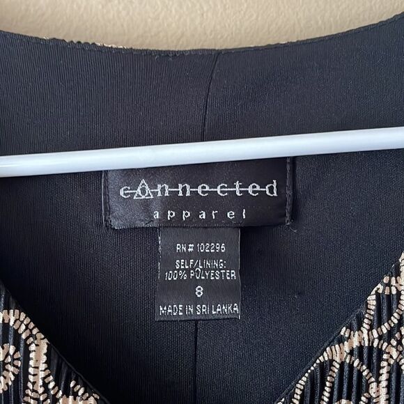 Connected Apparel Black & Gold Bodre Sheath Dress- Size 8 - Picture 8 of 10